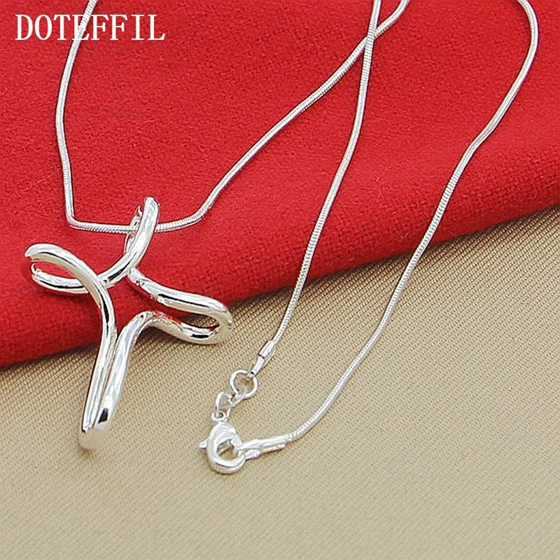 DOTEFFIL 925 Sterling Silver Cross Pendant Necklace for Women Snake Chain 16-30 Inch Fashion Wedding Engagement Jewelry