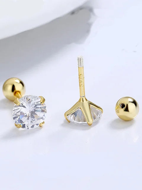 1 Pair Sterling Silver Tragus Helix Stud Earrings - Zircon Hoop Nose Ring Conch Piercing Jewelry
