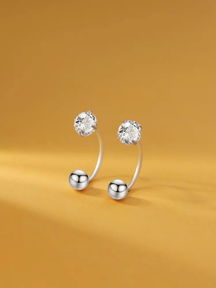 1Pair 925 Sterling Silver tragus Piercing Helix Studs Earrings for Women Girls Zircon Hoop Nose Ring Conch Body Piercing Jewelry