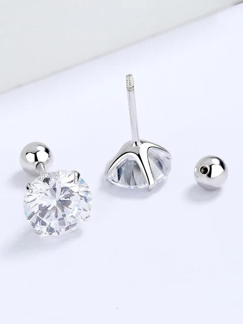 1Pair 925 Sterling Silver tragus Piercing Helix Studs Earrings for Women Girls Zircon Hoop Nose Ring Conch Body Piercing Jewelry